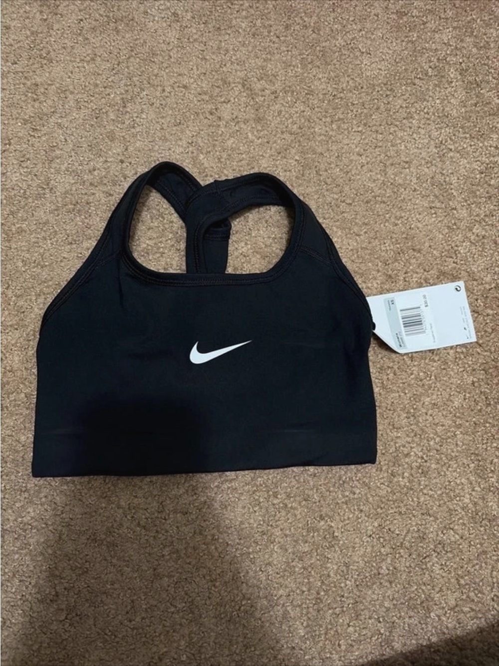 Nike Black Racerback Sports Bra with White Swoosh